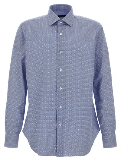 BARBA NAPOLI LIGHT BLUE PATTERNED SHIRT