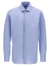 Barba Napoli Barba Tailored Poplin Shirt With Button Closure In Light Blue