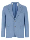 Barba Napoli Dynamic 201 Houndstooth-patterned Blazer In Light Blue