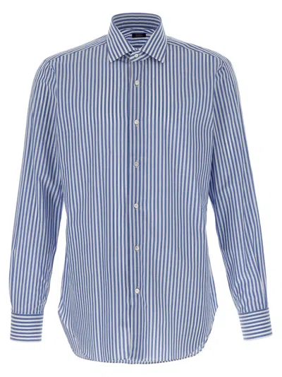 Barba Napoli Light Blue Striped Shirt In Multi