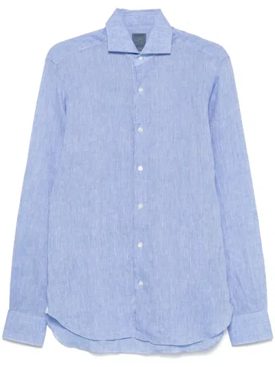 Barba Napoli Linen Shirt In Blue