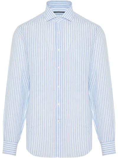 Barba Napoli Linen Shirt In Blue