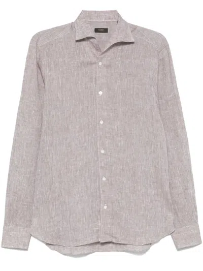 Barba Napoli Linen Shirt In Brown