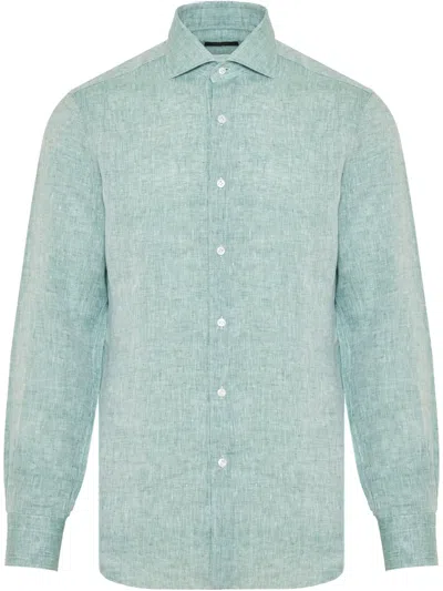 Barba Napoli Linen Shirt In Green