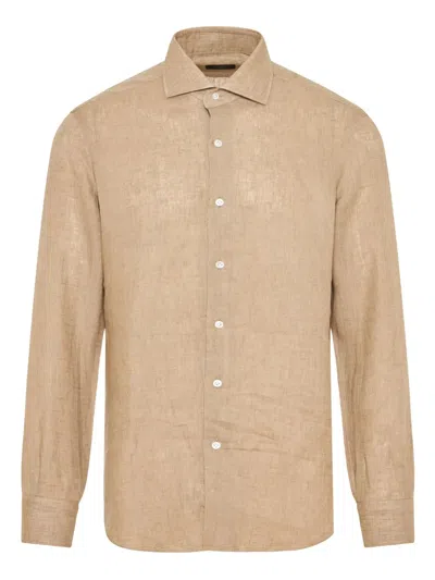 Barba Napoli Linen Shirt In Neutrals