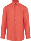 Barba Napoli Linen Shirt In Orange