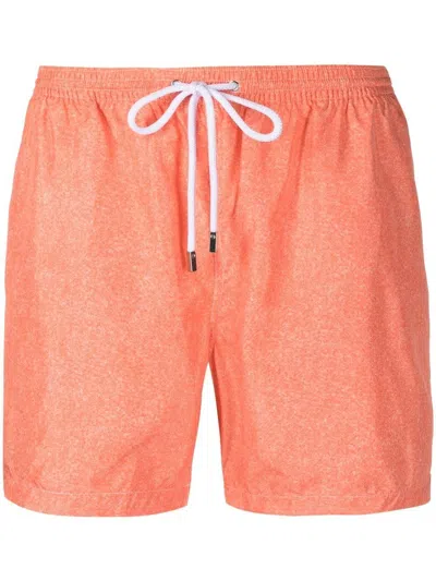 Barba Logo-patch Swim Shorts In Orange