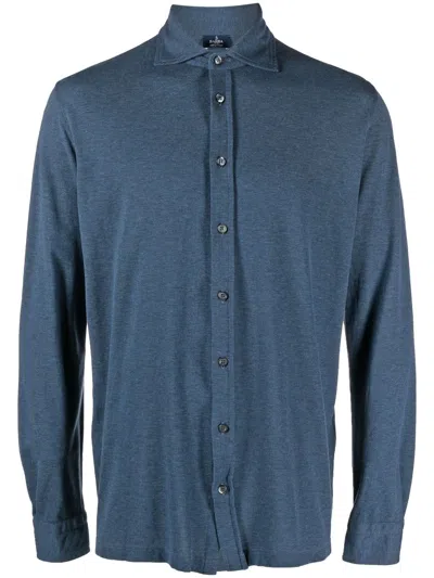 Barba Napoli Long-sleeve Cotton Shirt In Blue