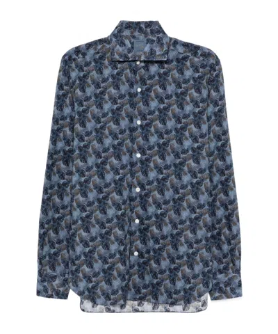 Barba Napoli Long Sleeve Shirt In Blue