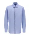 Barba Napoli Barba Tailored Poplin Shirt With Button Closure In Blue