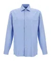 Barba Napoli Barba Tailored Poplin Shirt With Button Closure In Blue
