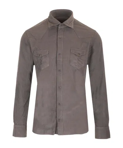 Barba Napoli Long-sleeved Shirt In Gray