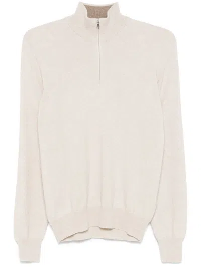 Barba Napoli Lupo Zip Sweater In Neutrals