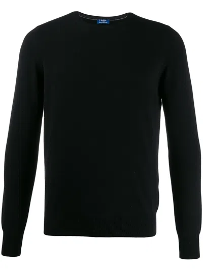 Barba Fine-knit Ribbed-trim Jumper In Black