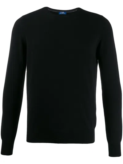 Barba Napoli Fine-knit Ribbed-trim Jumper In Black