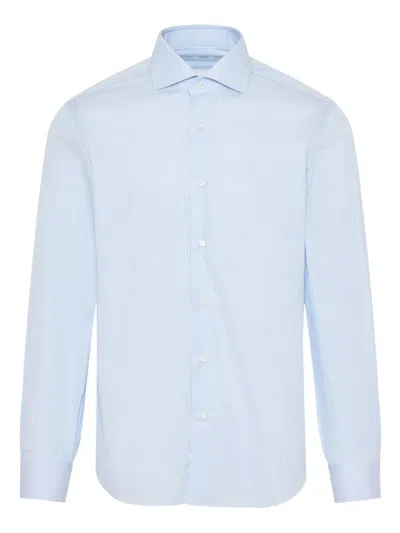Barba Napoli Micro-stripe Shirt In Blue