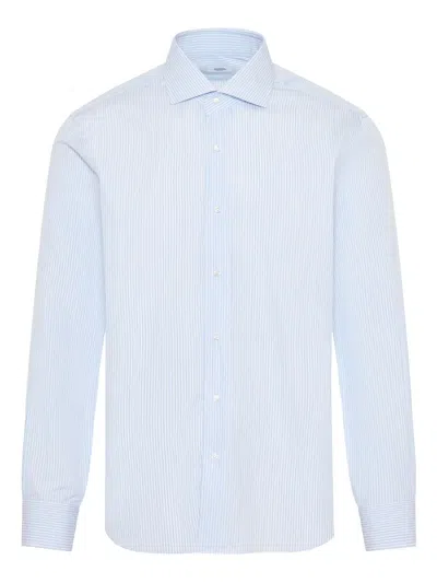 Barba Napoli Micro-stripe Shirt In Blue