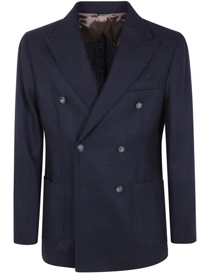 Barba Napoli Double-breasted Blazer In Blue