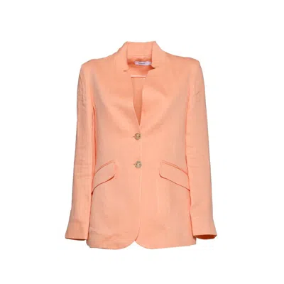 Barba Napoli Barba Blazer Gi1 Single Breasted In Peach Linen