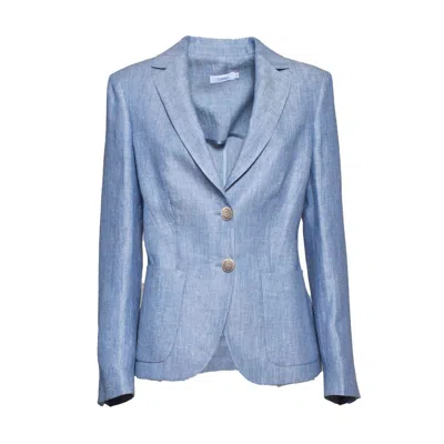 Barba Napoli Barba Blazer Jaqueline Single Breasted In Light Blue Linen
