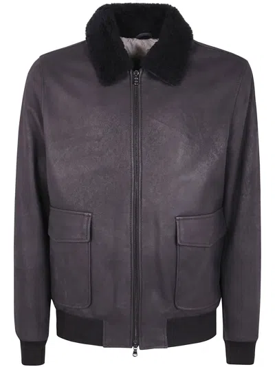 Barba Napoli Boston Shearling-trim Jacket In Blue