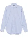 Barba Napoli Barba Classic Vertical Stripe Barba Shirt In Clear Blue In Blue