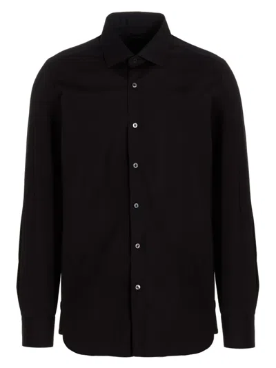 Barba Napoli Barba Cotton Blend Poplin Shirt In Black