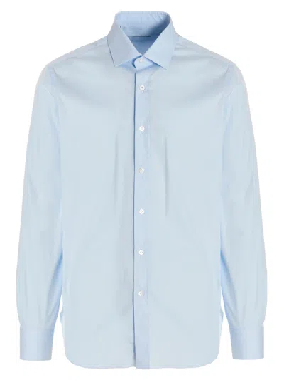 Barba Napoli Barba Cotton Poplin Shirt In Light Blue