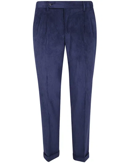 Barba Napoli Barba "florence" Velvet Stripes Double Pences Chino Trousers Clothing In Blue