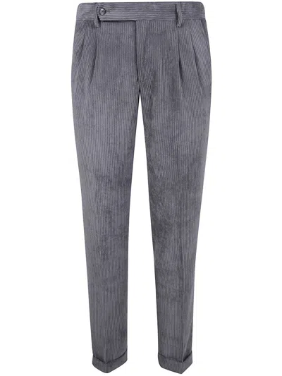 Barba Napoli Barba "florence" Velvet Stripes Double Pences Chino Trousers Clothing In Gray