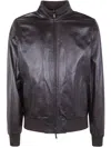 Barba Napoli Ribbed Leather Jacket In Brown