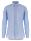 Barba Napoli Honeycomb Pattern Cotton Shirt In Blue