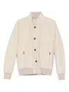 Barba Napoli Panna Tailored Jacket With High Collar And Zippered Pockets In Neutral