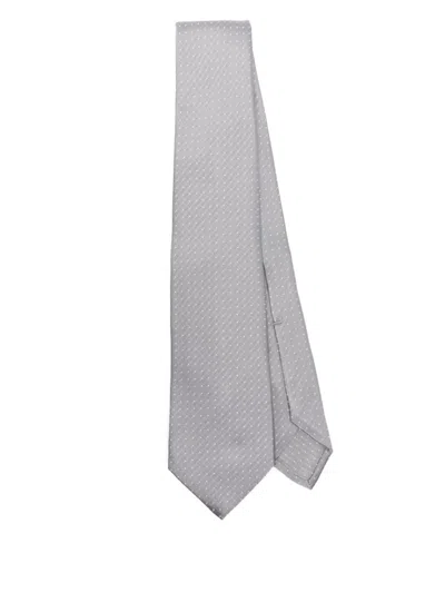 Barba Napoli Barba Light Grey Tie With Subtle Dotted Pattern In Gray