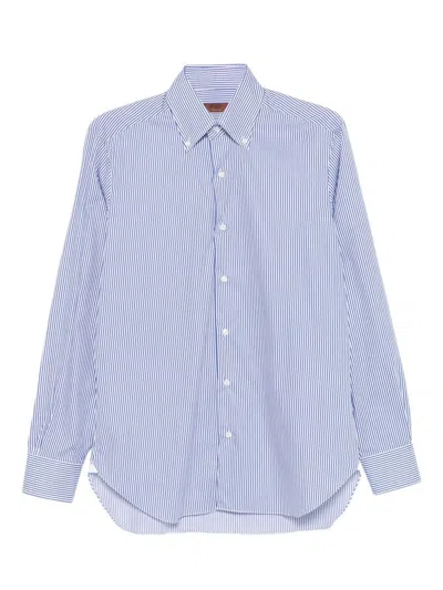 Barba Napoli Barba Long Sleeve Shirt With Semi-rigid Collar And Buttons In Blue
