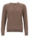 Barba Napoli Luxurious Wool-silk Blend Crew-neck Sweater In Brown