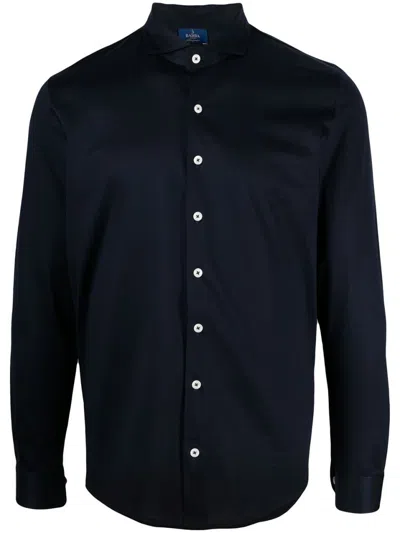 Barba Napoli Barba Navy Blue Cotton Shirt