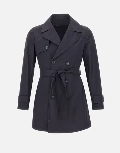 Barba Napoli Barba Navy Blue Double Breasted Trench Coat