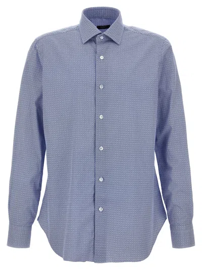 Barba Napoli Barba Patterned Cotton Shirt In Blue