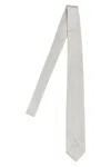 Barba Napoli Pointed Tip Slim Silk Tie With Textured Pattern In White