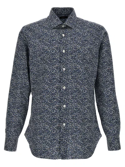 Barba Napoli Barba Printed Cotton Shirt In Navy