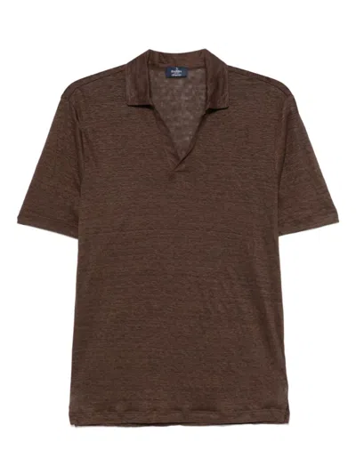 Barba Napoli Barba Relaxed-fit Brown Polo T-shirt With Subtle Texture