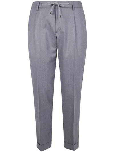 Barba Napoli Barba "rome" Flannel Drawstring Chino Trousers Clothing In Gray