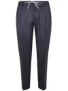 Barba Napoli Roma Pleated Drawstring Trousers In Blue