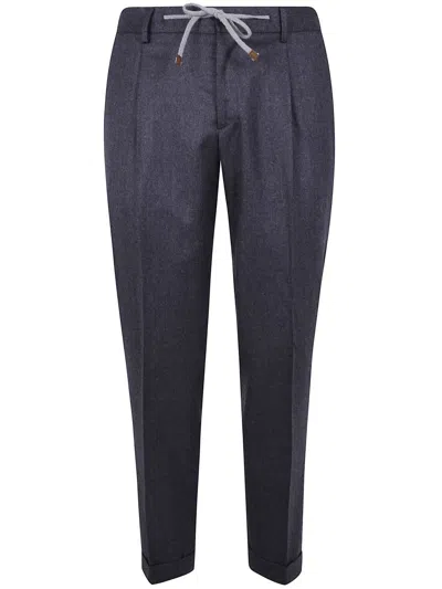 Barba Napoli Barba "rome" Flannel Drawstring Chino Trousers Clothing In Blue