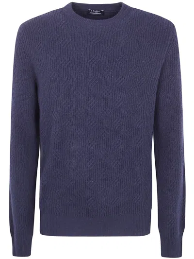 Barba Napoli Barba Round Neck Embroidery Sweater Clothing In Blue