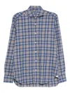 Barba Napoli Classic Plaid Long-sleeve Button-up Shirt In Blue
