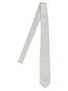 Barba Napoli Pointed Tip Slim Silk Tie With Textured Pattern In White