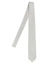 Barba Napoli Pointed Tip Slim Silk Tie With Textured Pattern In White