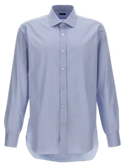 Barba Napoli Barba Stretch Cotton Poplin Shirt In Blue